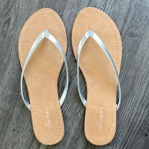 Silver flip flops